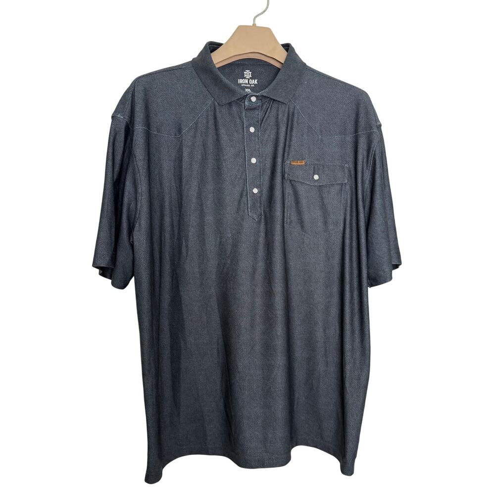 Iron Oak Apparel Co. Gray Black Pearl-snap Polo Shirt  SIZE XXL